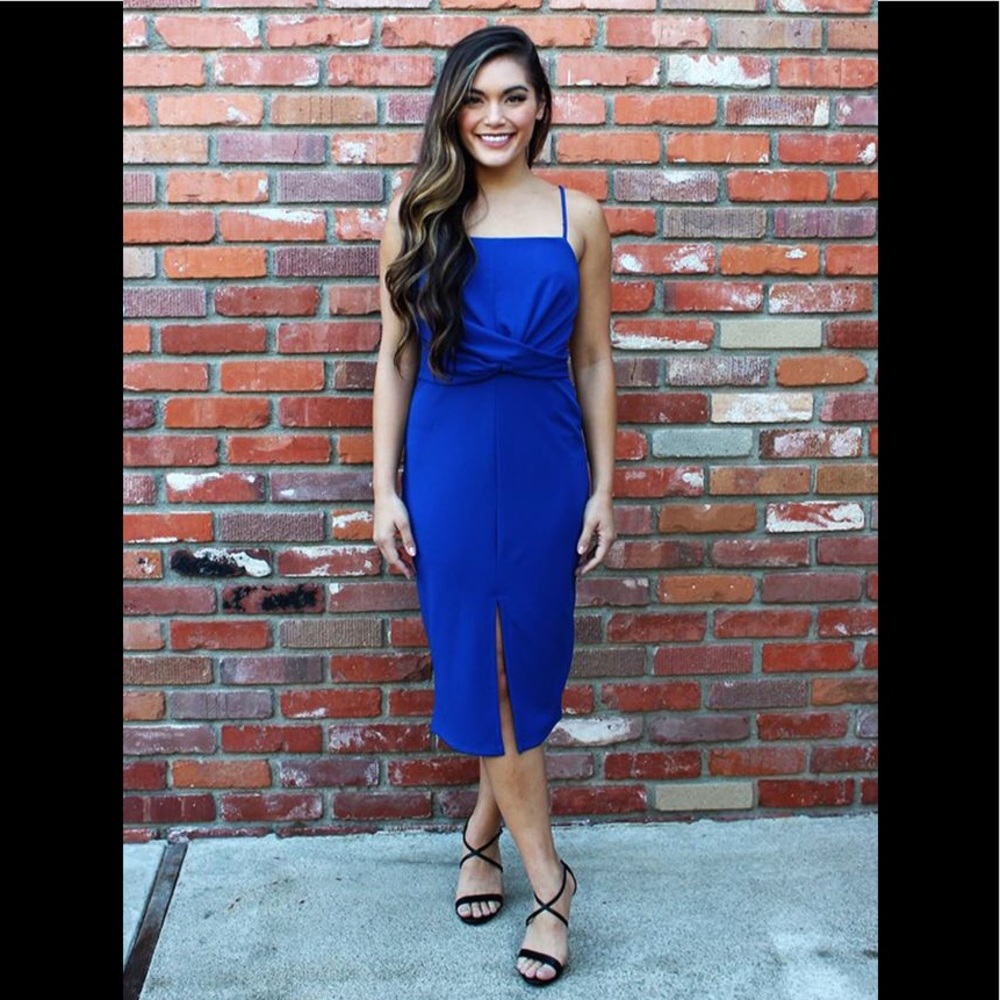 Stunning in Blue Sheath Midi Dress
